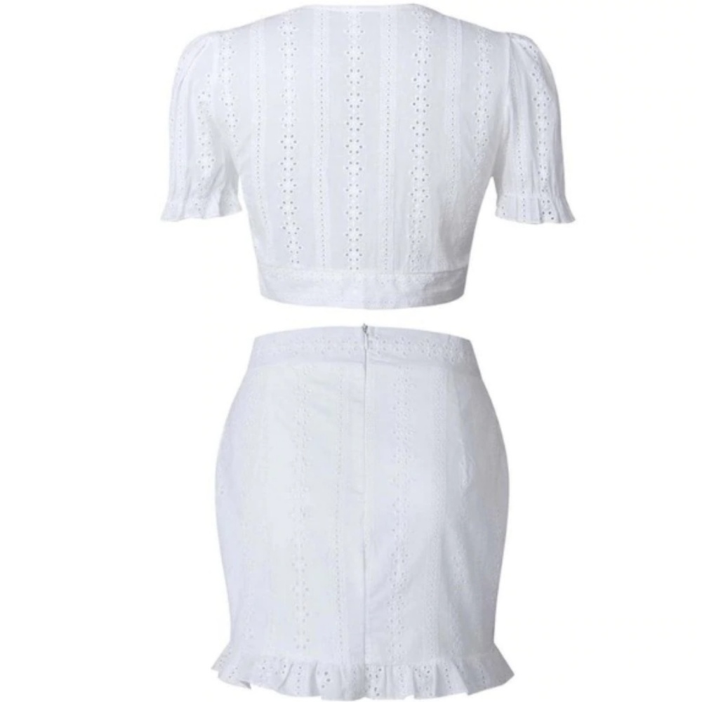 Sexy 2 Pcs Boho Eyelet Skirt Crop Top Set NEW!! - Picture 4 of 8